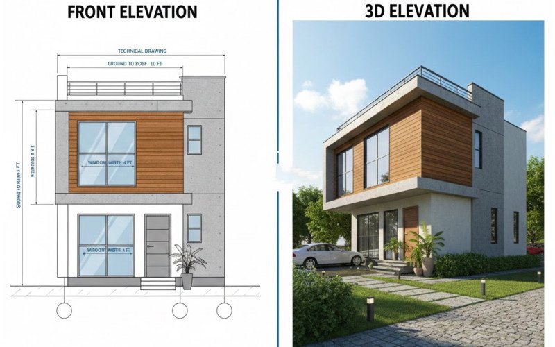 Front Elevation vs 3D Elevation – Which is Better?